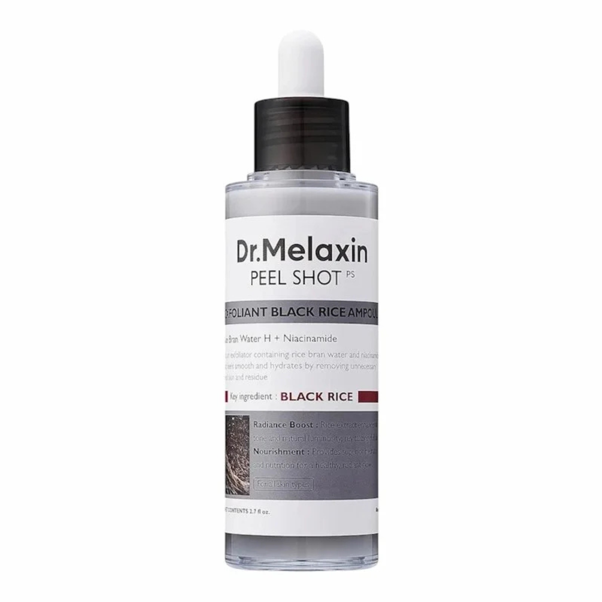 Dr.Melaxin Peel Shot PS Ampoule Exfoliante au Riz Noir & Niacinamide 80ml