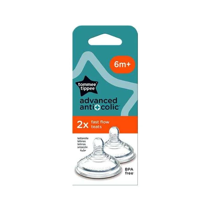 Pack de 2 Tétines à Débit Rapide Anti-Colique Avancé – Bébé