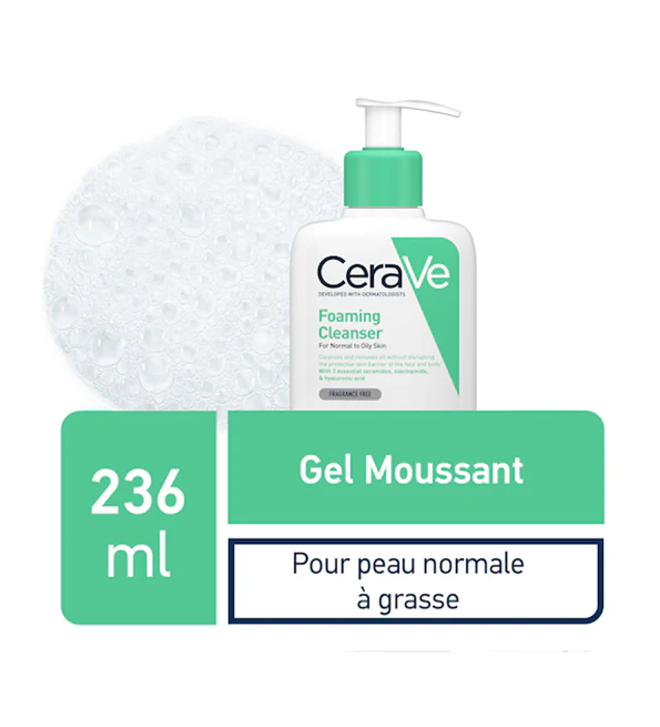 Cerave Gel Moussant Nettoyant Peau Normale à Grasse