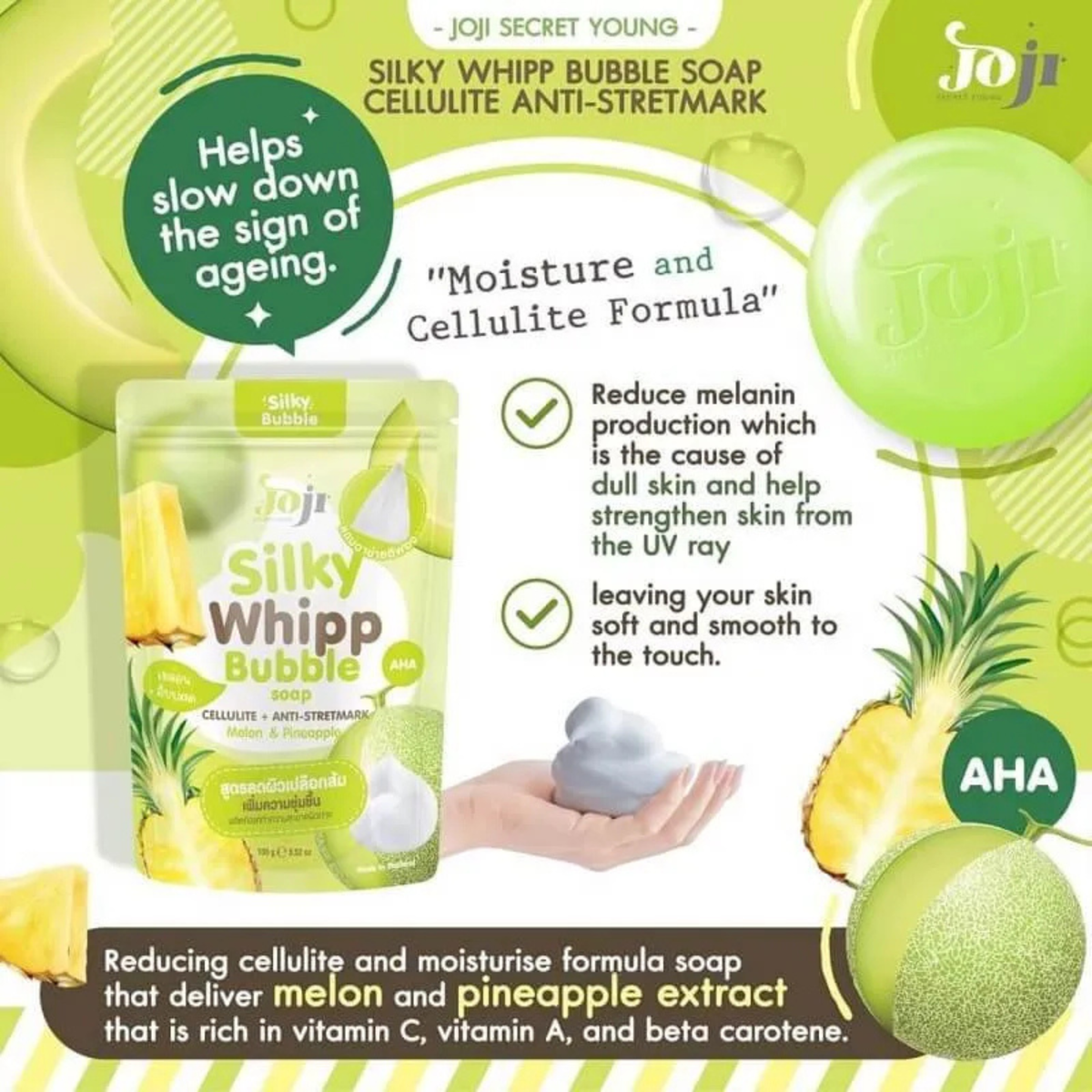 Joji Secret Young Melon & Pineapple Silky Whipp Bubble Soap 100g
