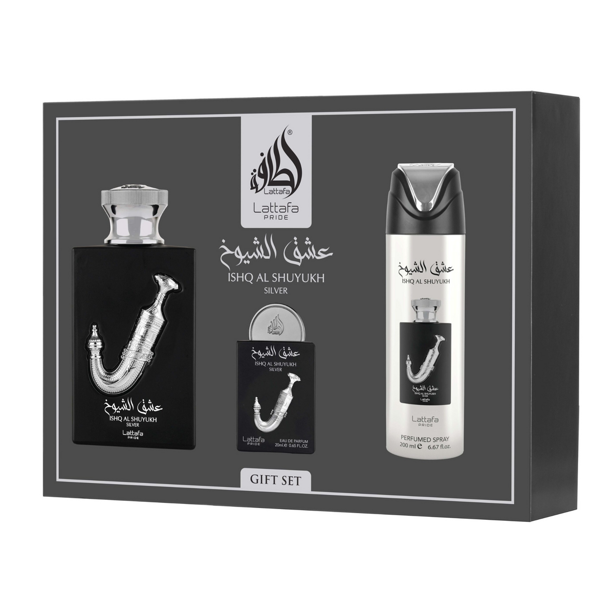 Lattafa - Giftset ISHQ AL SHUYUKH SILVER -3pc