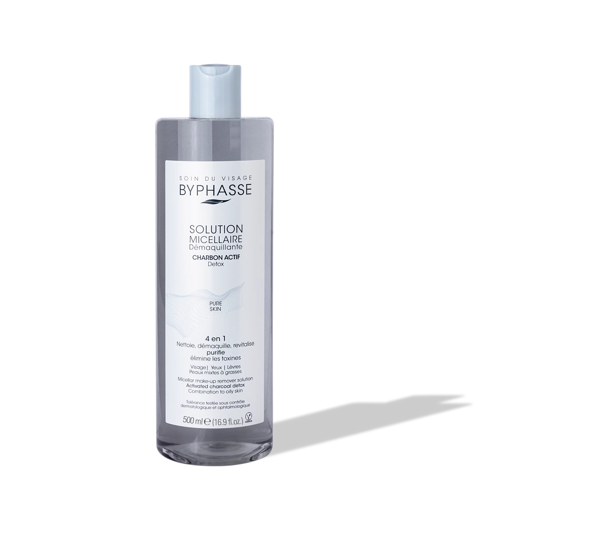 BYPHASSE SOLUTION MICELLAIRE DÉMAQUILLANTE AU CHARBON ACTIF 500ML