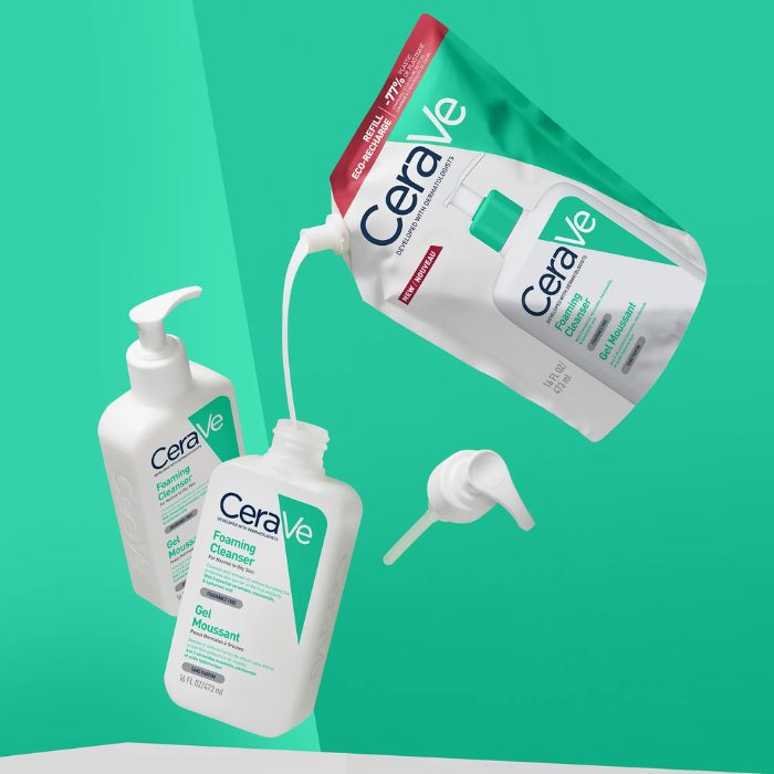 CeraVe Gel Moussant Éco-Recharge 473 ml – Nettoyant Visage Mousse