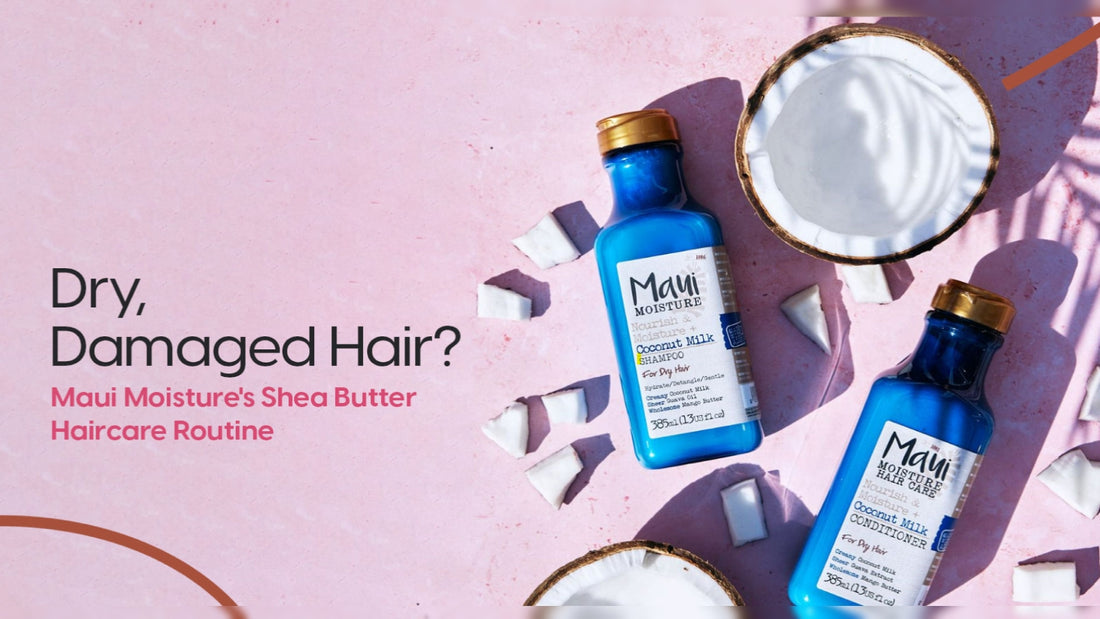 Revitalisez les cheveux secs et abîmés avec la routine au beurre de karité de Maui Moisture : Maintenant disponible chez Haytam Parfumerie.