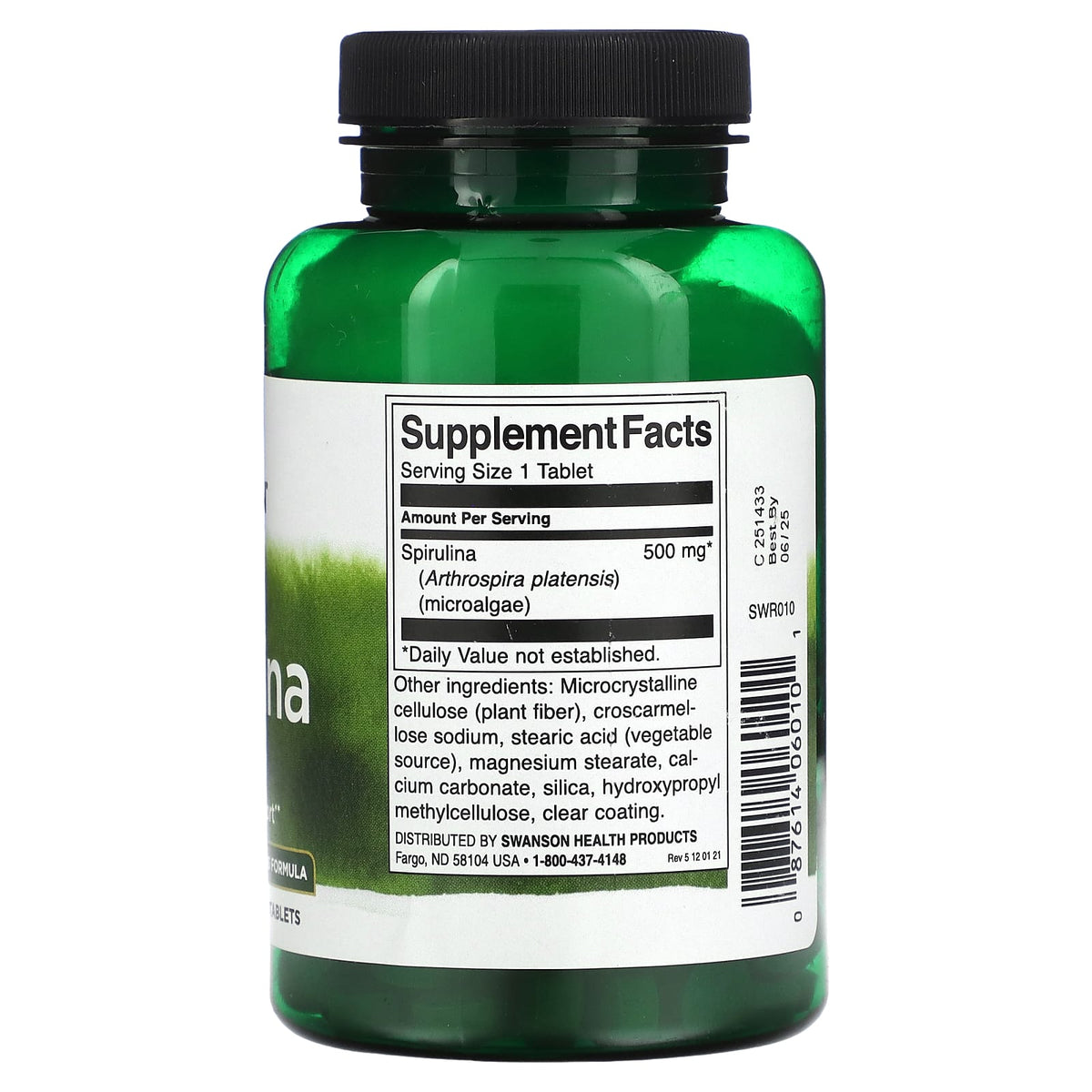 Swanson - Spirulina, 500 mg, 180 Tablets