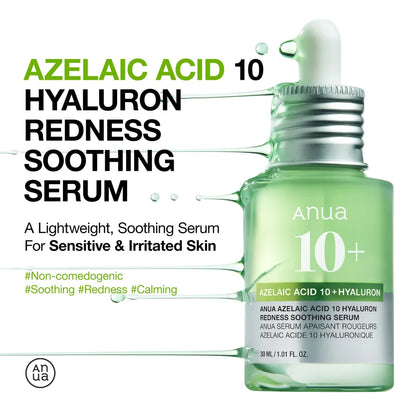 ANUA 10+AZELAIC ACID 10 HYALURON REDNESS SOOTHING SERUM 30 ML