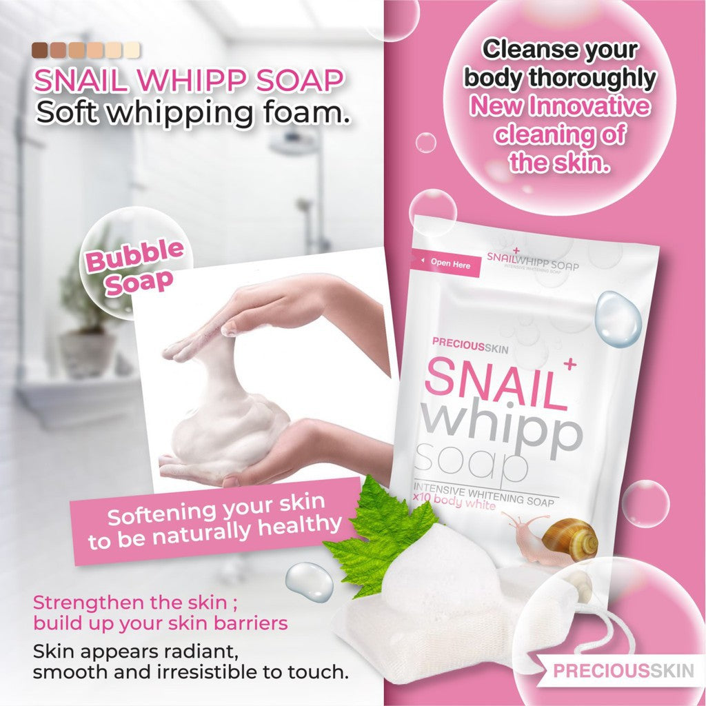 Snail Whipp x10 Intensive Whitening Soap by Precious Skin Thailand