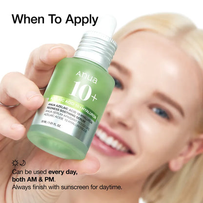 ANUA 10+AZELAIC ACID 10 HYALURON REDNESS SOOTHING SERUM 30 ML