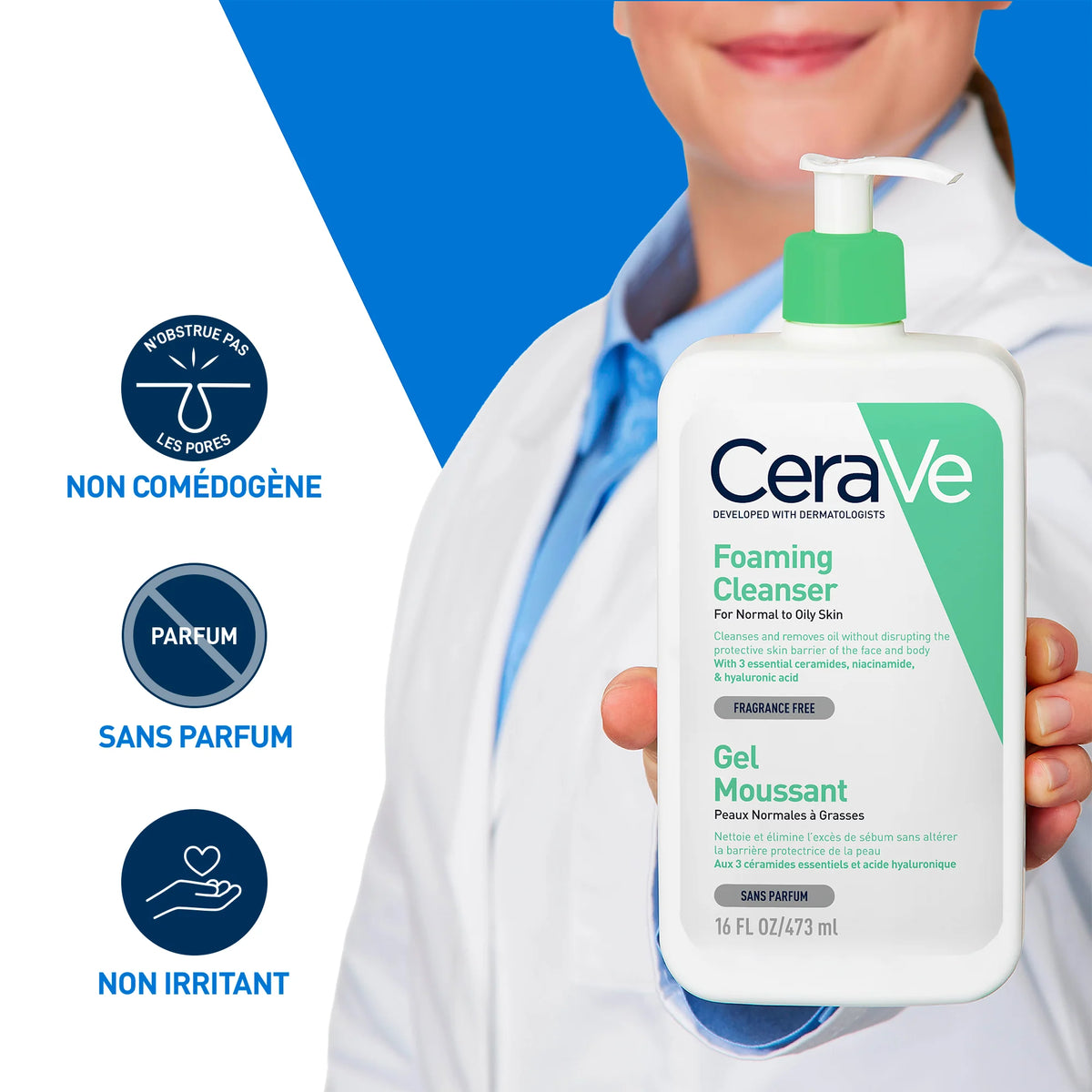 Cerave Gel Moussant Nettoyant Peau Normale à Grasse