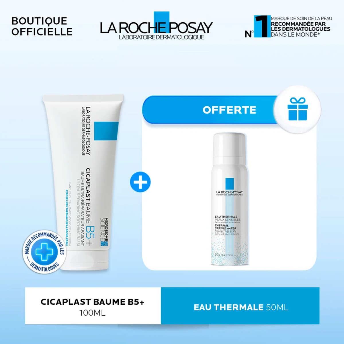 La Roche-Posay Cicaplast Baume B5+ – Soin Cicatrisant Réparateur 100 ml + Eau Thermale