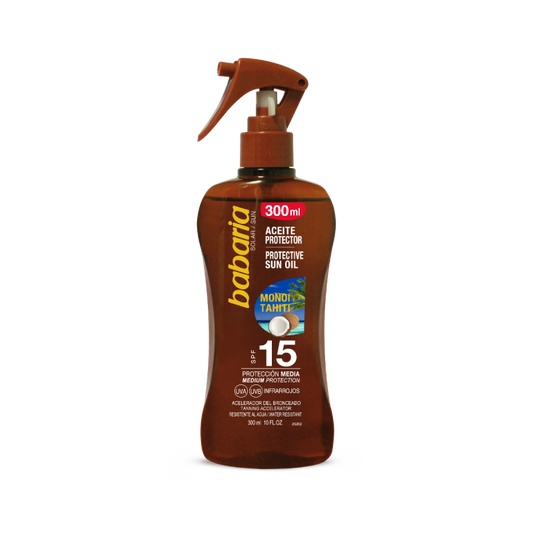 BABARIA Spray Huile solaire ProtectriceAu Monoi De Tahiti SPF-15 300ml