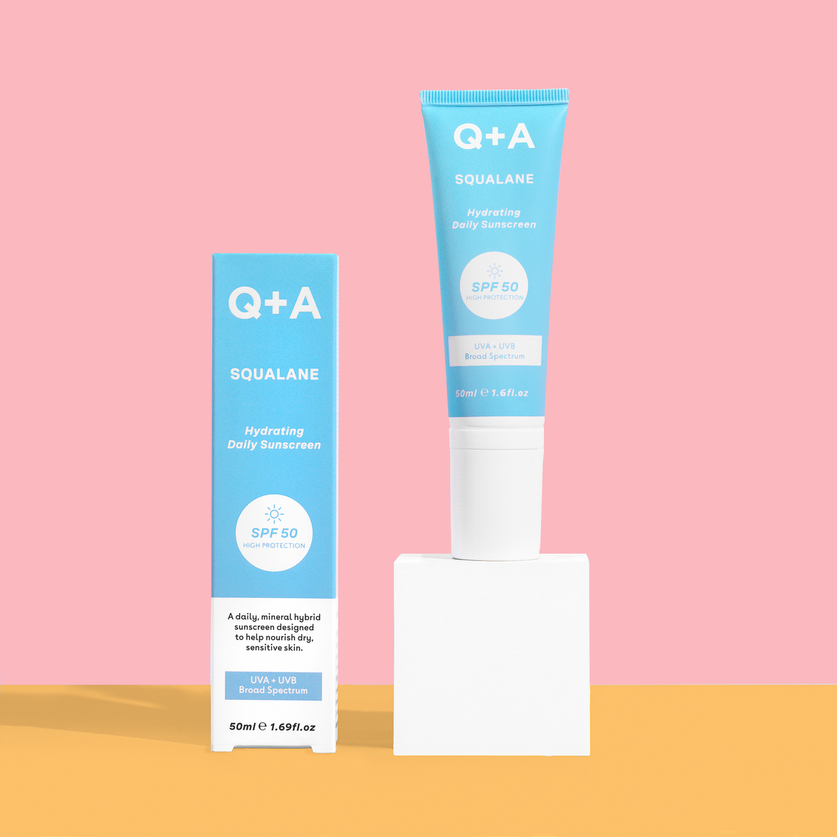 Q+A Squalane SPF 50 Crème Solaire Hydratante Quotidienne