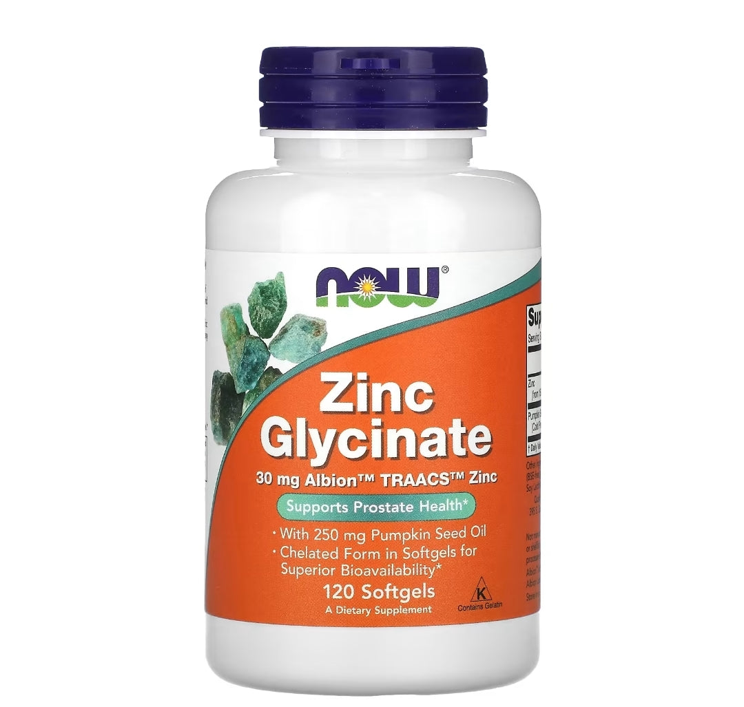 NOWGlycinate de zinc, 120 capsules à enveloppe molle