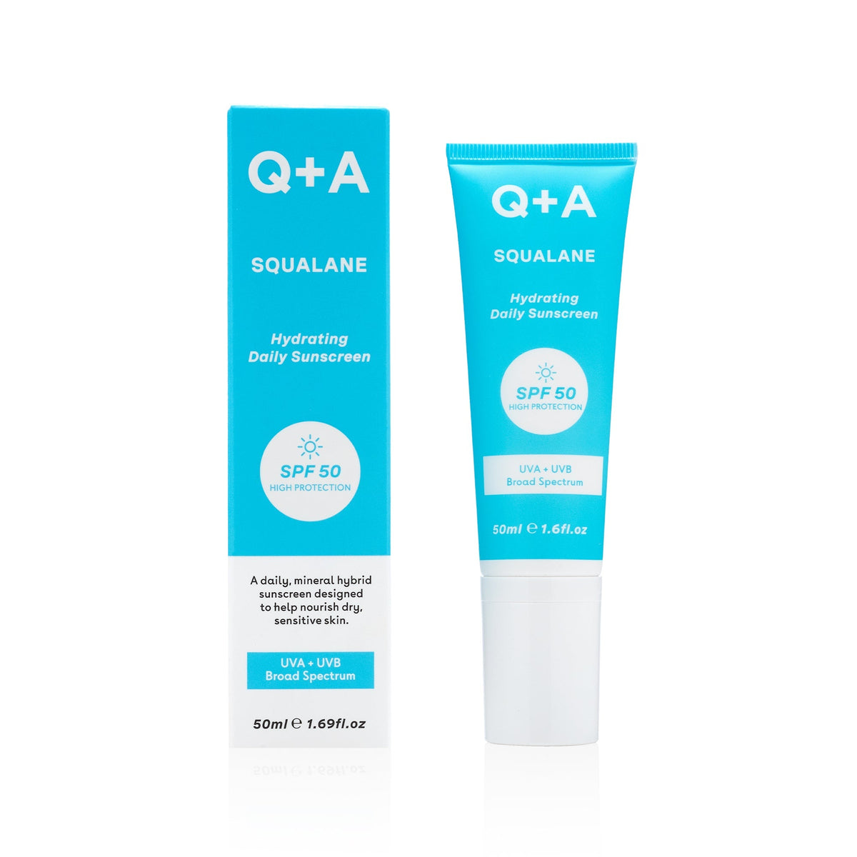 Q+A Squalane SPF 50 Crème Solaire Hydratante Quotidienne