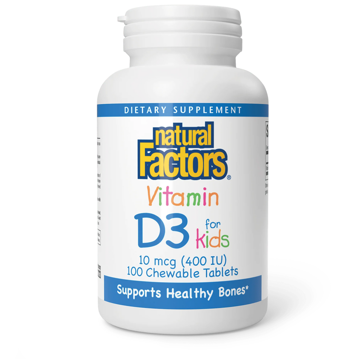 Vitamin D3 for Kids 10 mcg (400 IU) Chewable Tablets - Natural Factors