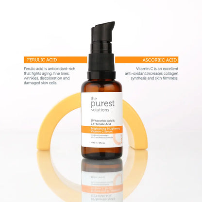 The Purest Solutions Brightening & Lightening Vitamin C Serum 10% Ascorbic Acid & 0.5% Ferulic Acid