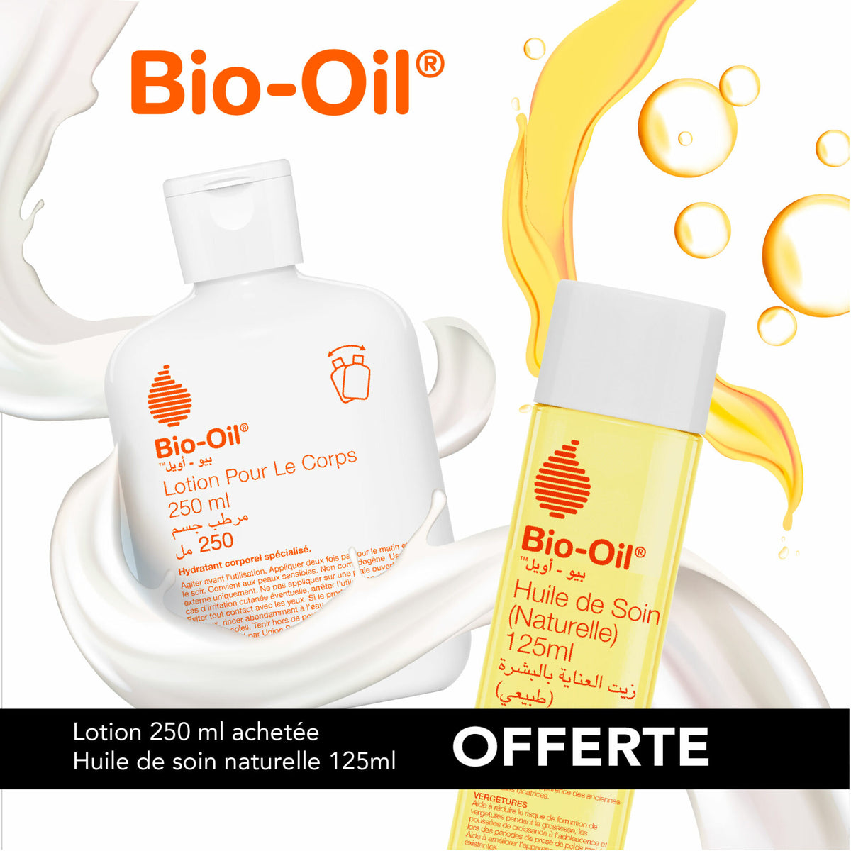 Bio-Oil lotion 250ml + huile de soin offert